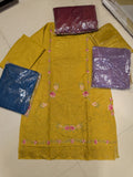Mustard Yellow Embroidered 3-Piece Lawn Suit with Chiffon Dupatta – Elegant Summer Collection