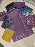 Elegant Lavender Purple Embroidered 3-Piece Lawn Suit with Chiffon Dupatta