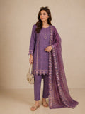 Elegant Lavender Purple Embroidered 3-Piece Lawn Suit with Chiffon Dupatta