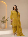 Mustard Yellow Embroidered 3-Piece Lawn Suit with Chiffon Dupatta – Elegant Summer Collection
