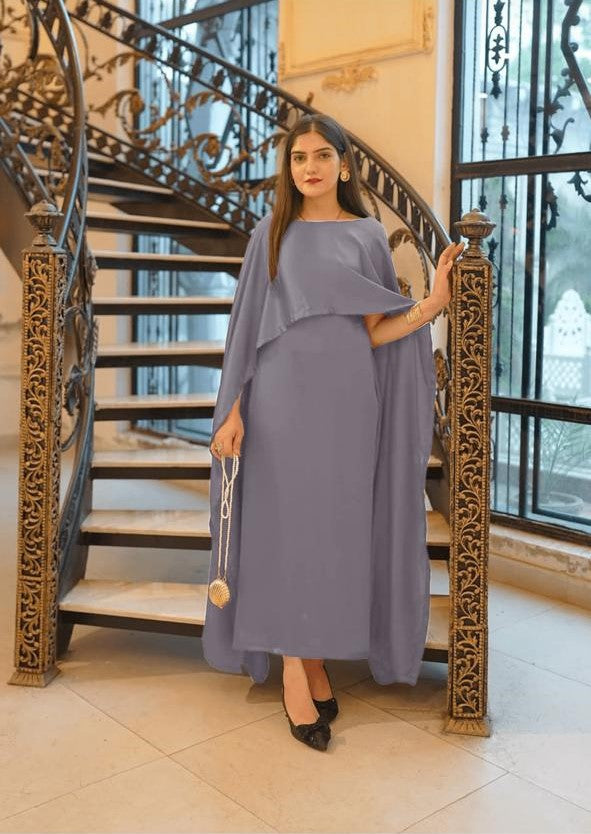 Elegant Cape Style Maxi Dress – Premium Formal Wear for Women